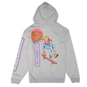 Chemistry Gray Hoodie with Venice Beach Skate Skeleton Graphic